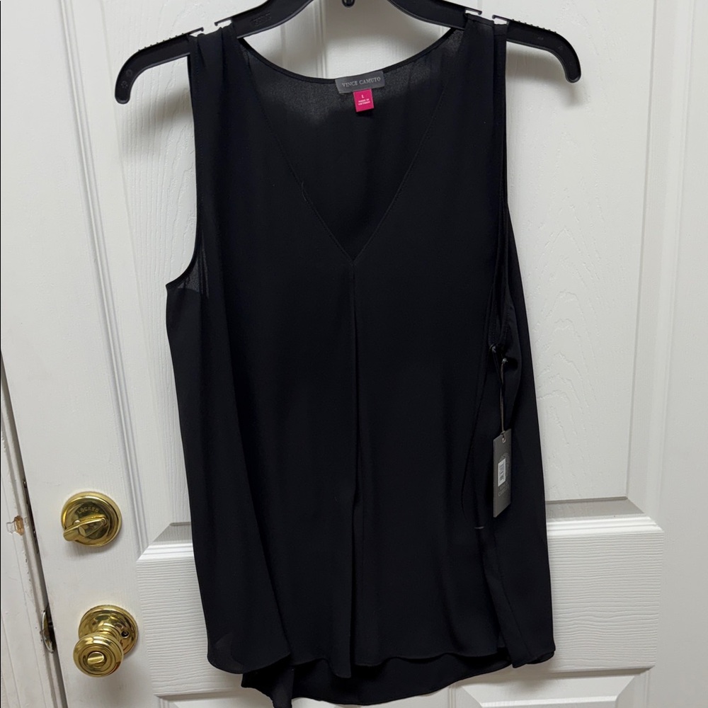 Vince Camuto Black V-Neck Blouse
